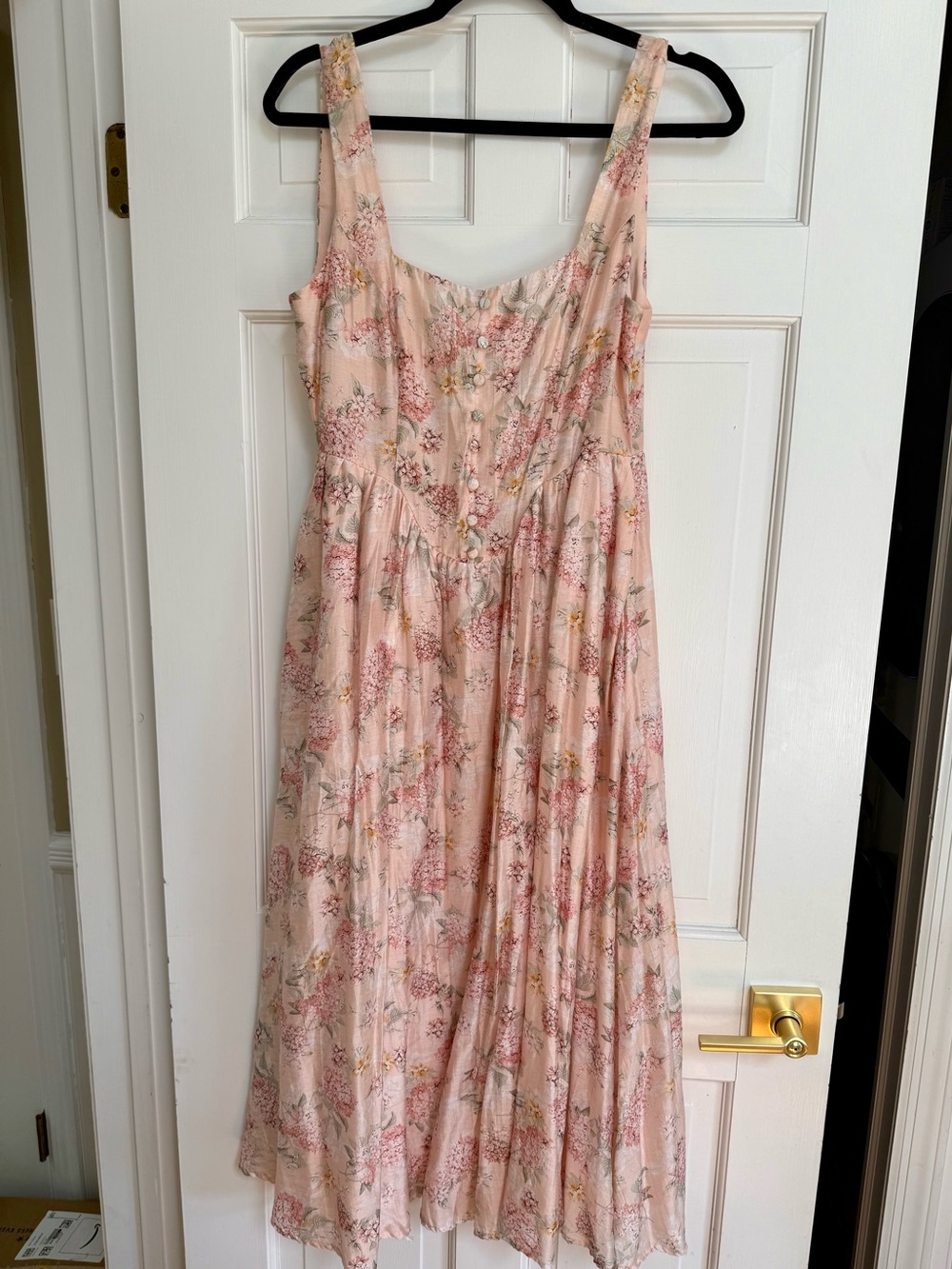 Lulus Light Pink Floral Sleeveless Midi Dress